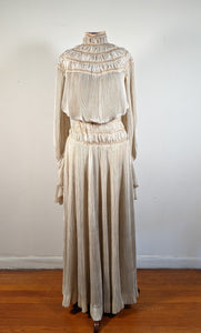 1900s Ethereal Silk Pleated Dress