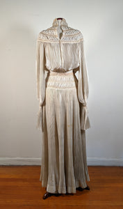 1900s Ethereal Silk Pleated Dress