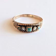 Load image into Gallery viewer, c. 1880s-1890s 14k Gold, Turquoise, Pearl Ring