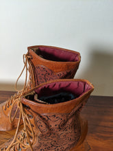 Load image into Gallery viewer, c. 1890s Tan Leather + Silk Boots