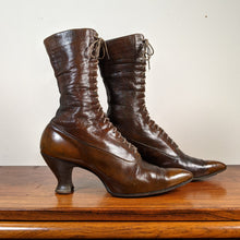 Load image into Gallery viewer, c. 1910s-1920s Olive Brown Boots | Approx. Sz. 7-7.5