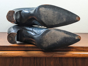 c. 1910-1920s Blue/Green Louis Heel Boots | Approx Sz 6-6.5