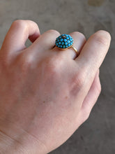 Load image into Gallery viewer, c. 1880s 15k Gold Turquoise + Diamond Bombe Ring