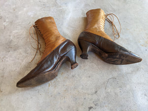 c. 1910s-1920s Two-Tone Brown Boots | Approx Sz 6