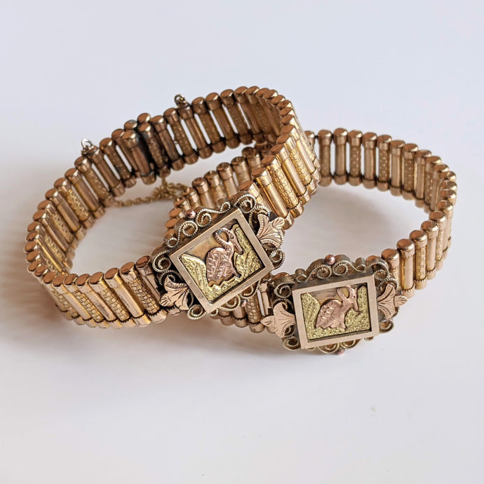 c. 1880s Pair of Gold Filled Stretch Bracelets