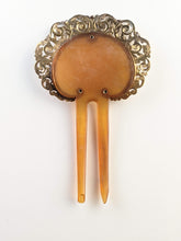 Load image into Gallery viewer, 19th c. 14k Gold + Celluloid Hair Comb