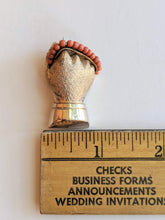 Load image into Gallery viewer, 19th c. Gold Filled + Coral Bead Fist Brooch