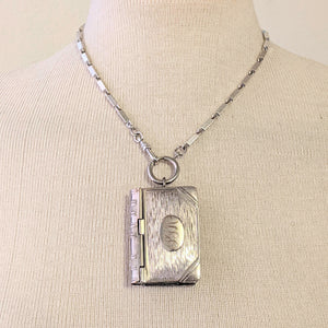 19th c. Silver Plated Book Vesta Case Pendant