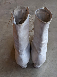 c. 1910s-1920s White Boots | Approx Sz. 7.5-8