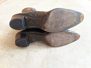 c. 1910s Black Lace Up Boots | Approx Sz 7.5-8