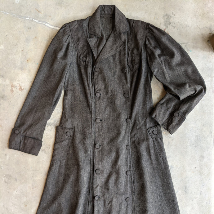 1900s Edwardian Long Coat in Brown/Black