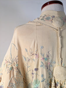 c. 1900s-1910s Pastel Silk Shawl Wrap