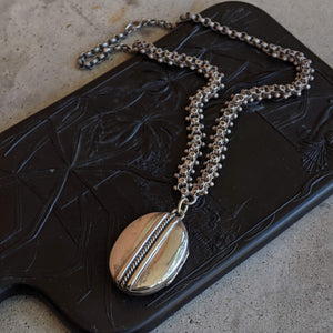 Solid Silver Victorian Book Chain Necklace + Locket