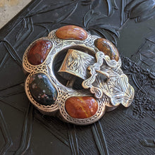 Load image into Gallery viewer, Sterling Silver Victorian Scottish Agate Buckle Brooch