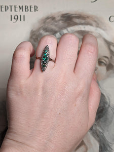 c. 1890s-1900s 14k Gold Emerald Diamond Ring