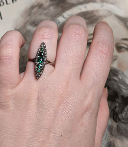 c. 1890s-1900s 14k Gold Emerald Diamond Ring