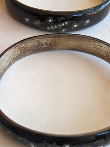 c. 1860s Pair of Silver Enamel Bracelets