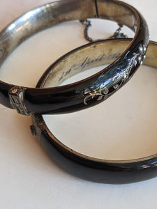 c. 1860s Pair of Silver Enamel Bracelets