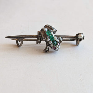 c. 1890s-1900s Silver Frog Brooch
