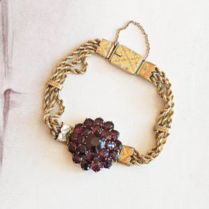 19th c. 14k Gold Bohemian Garnet Bracelet