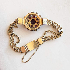 19th c. 14k Gold Bohemian Garnet Bracelet