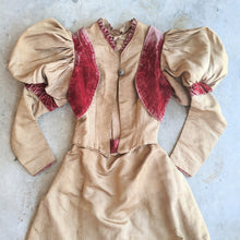 Load image into Gallery viewer, c. 1890s Gold and Burgundy Silk Dress | Study + Display