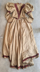 c. 1890s Gold and Burgundy Silk Dress | Study + Display