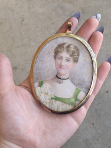 1930s Hand Painted Miniature Portrait