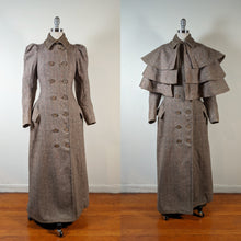 Load image into Gallery viewer, c. 1890s Tweed Coat w/ Capelet