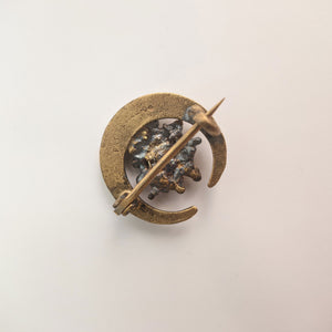 1910s Gold Nugget Style Moon Brooch