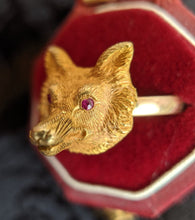 Load image into Gallery viewer, Victorian 19k Gold Fox on 14k Band