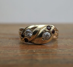 Vintage 9k Gold Victorian Revival Snake Ring