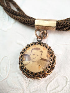 Victorian Hairwork Necklace | Double Sided Photo