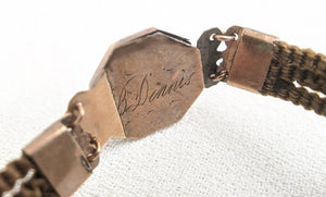 Victorian Hairwork Bracelet | Engraved "Dennis"