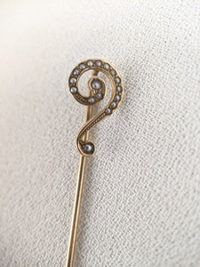Art Nouveau 10k Gold Question Mark Pin