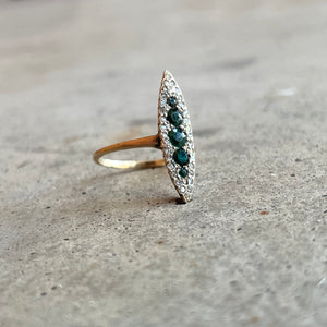 RESERVED | c. 1900s 12k Gold Emerald + Diamond Ring